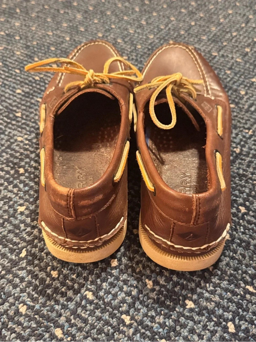 Sperry: Brown Leather Boat Shoes with Tan Laces